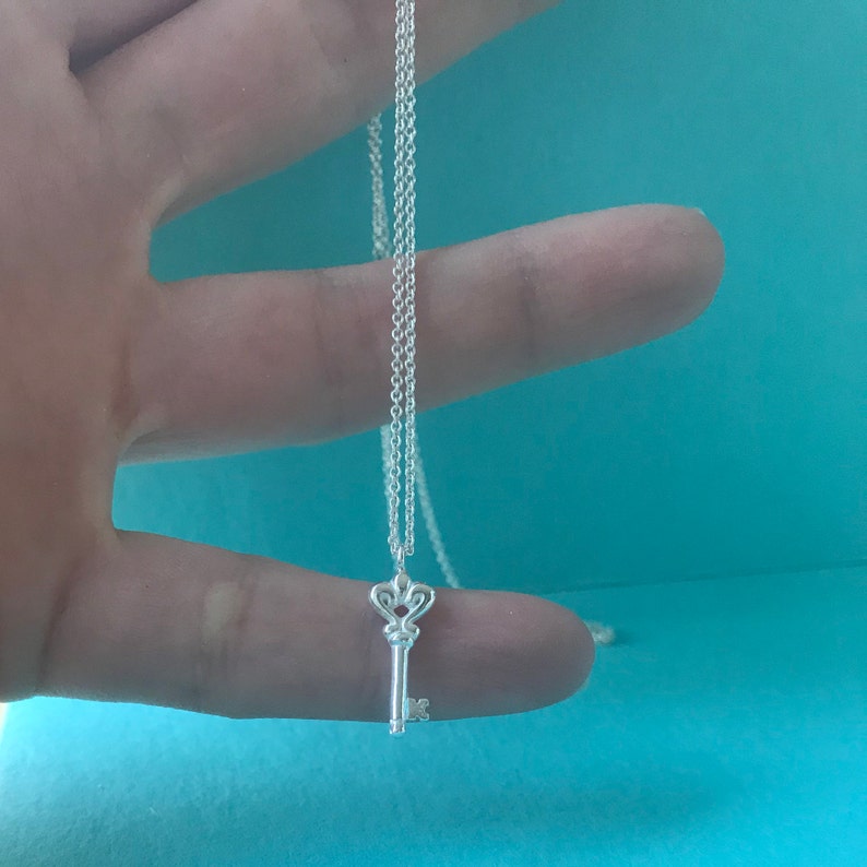 Silver Key Necklace thin chain Delicate charm