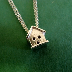 Sterling Silver Necklace. Tiny House with Double Chain.