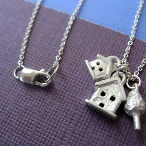 Charm Necklace Double House and Tree Sterling Silver image 4