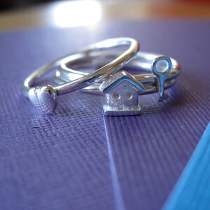 Tiny Stacking Rings - Sterling Silver. House, Heart and Key Rings. Set ...