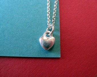 Tiny Heart Charm Sterling Silver Necklace