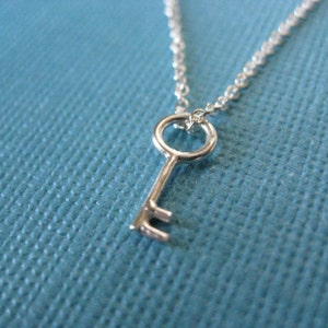Tiny Key Necklace Sterling Silver