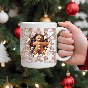 3D Christmas Mug Gingerbread Man Holiday Coffee Cup | Festive Hot Chocolate Drinkware | Cute Holiday Gift for Coffee Lovers | Xmas Decor