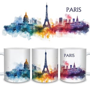 Paris Skyline Mug Artistic Parisian Coffee Cup Unique Gift for Travel Lovers Paris Souvenir Eiffel Tower Mug Birthday Gift  Tea Ceramic Cup