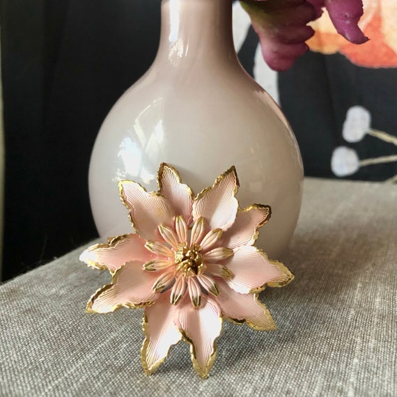 TWO Rose Gold Lacy Brass Riveted Flowers