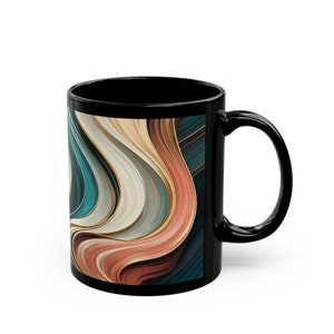 Artistic Marbled Mug Abstract Swirl Coffee Cup Unique Ceramic Kitchenware with Modern Design zdjęcie 8