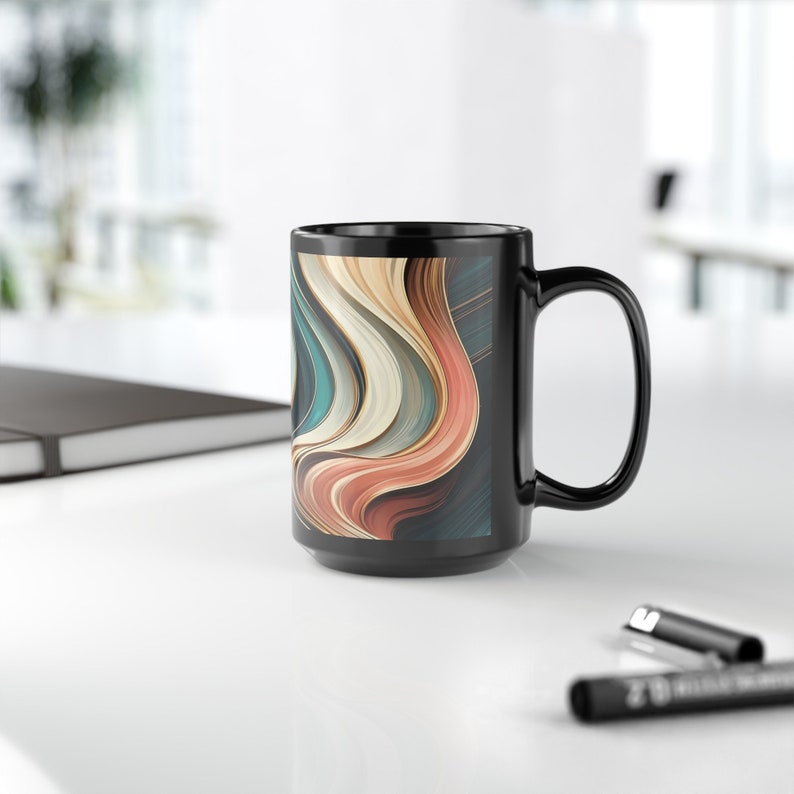 Artistic Marbled Mug Abstract Swirl Coffee Cup Unique Ceramic Kitchenware with Modern Design zdjęcie 6