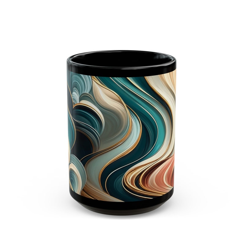 Artistic Marbled Mug Abstract Swirl Coffee Cup Unique Ceramic Kitchenware with Modern Design zdjęcie 2