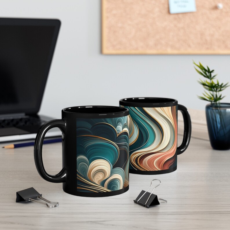 Artistic Marbled Mug Abstract Swirl Coffee Cup Unique Ceramic Kitchenware with Modern Design zdjęcie 10