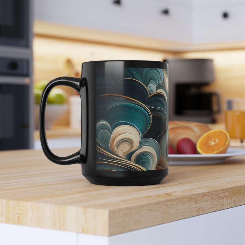 Artistic Marbled Mug Abstract Swirl Coffee Cup Unique Ceramic Kitchenware with Modern Design zdjęcie 5