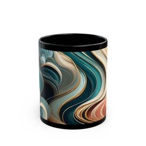 Artistic Marbled Mug Abstract Swirl Coffee Cup Unique Ceramic Kitchenware with Modern Design zdjęcie 7