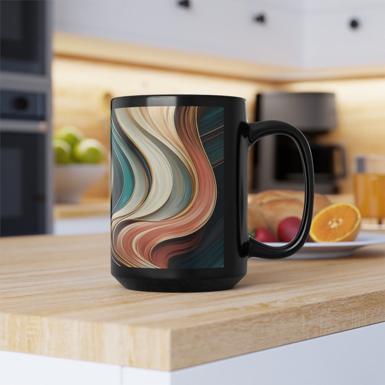 Artistic Marbled Mug Abstract Swirl Coffee Cup Unique Ceramic Kitchenware with Modern Design zdjęcie 1