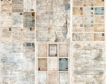 Printable French Vintage Receipt Ephemera | Junk Journal Labels & Tags Sheet, Antique Collage Paper, Scrapbook Ephemera, Digital Download
