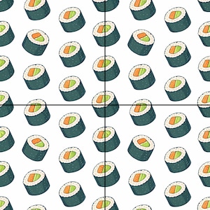 Sushipatroonbundel | Kawaii Japans eten digitaal papier | Leuke sushi-achtergronden | Sushipakket | Sushi plakboek en afdrukken