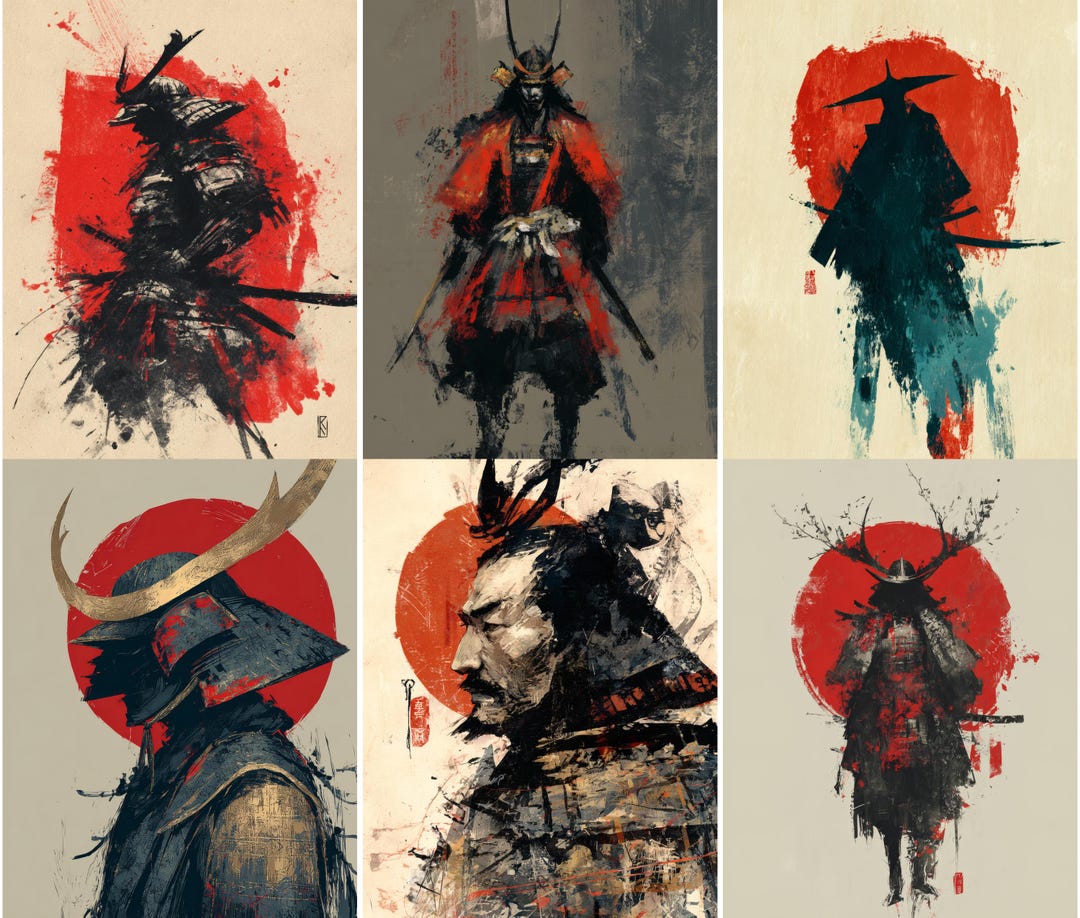 Samurai Paper Notes Japanese Samurai Junk Journal Pages, Vintage Warrior Art Printable ...