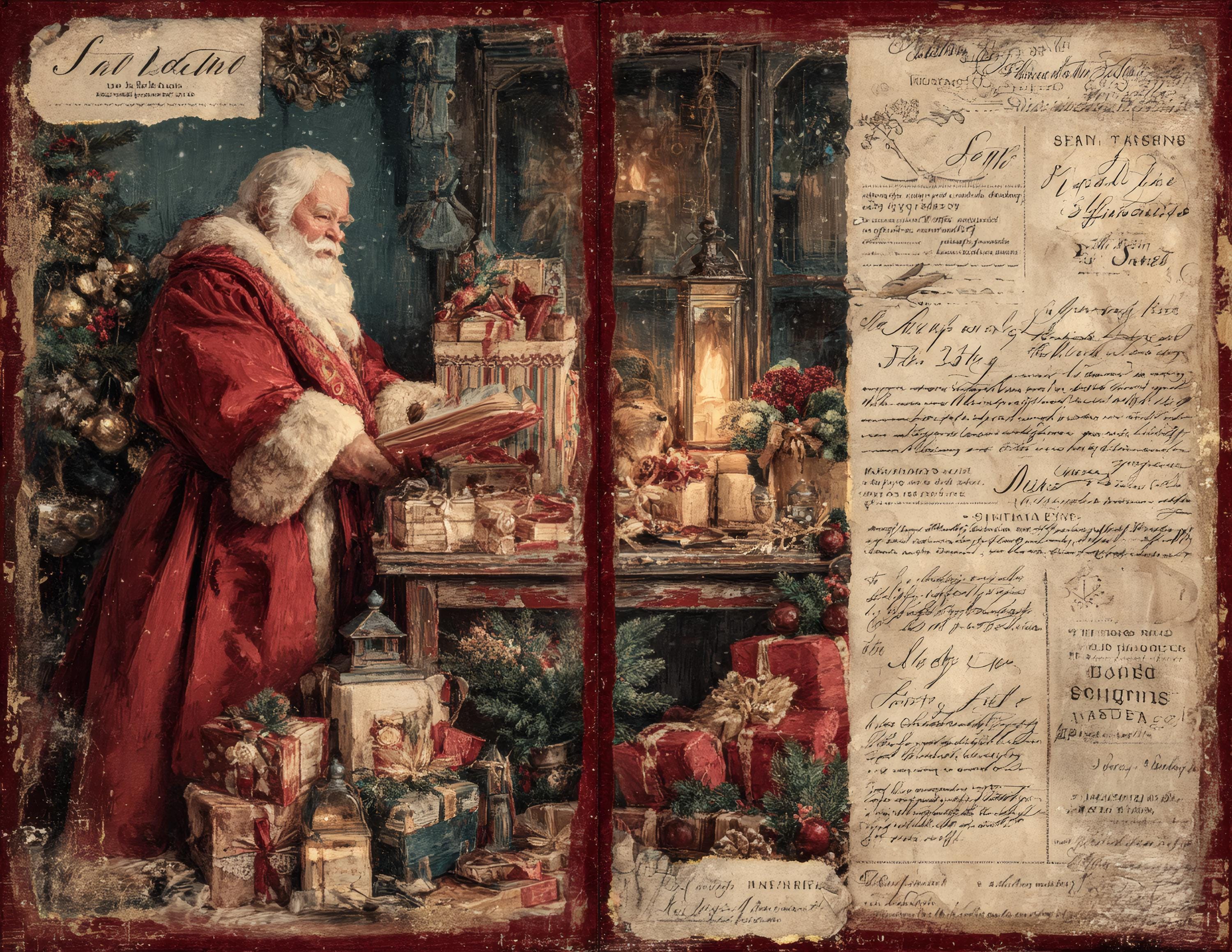 Vintage Christmas Junk Journal Kit, 32 Santa Claus Ephemera Pages ...
