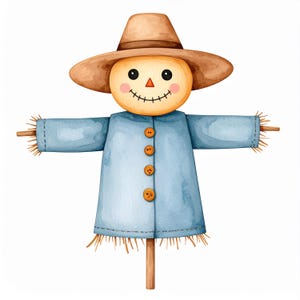 12 Whimsical Scarecrow Clipart Fall Harvest Rustic Halloween Decor Cute Spooky Farmhouse Scarecrow Art for Crafts and Scrapbooking