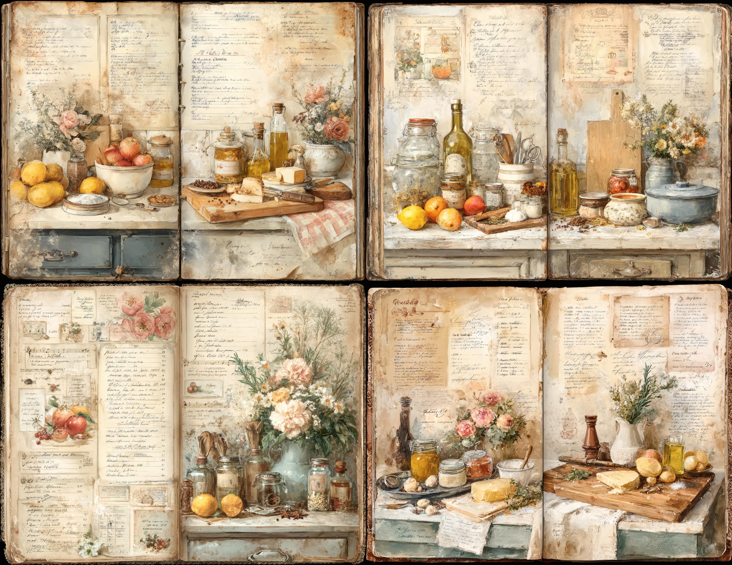 Vintage Kitchen Junk Journal Kit, 36 Cozy Baking Printable Pages ...