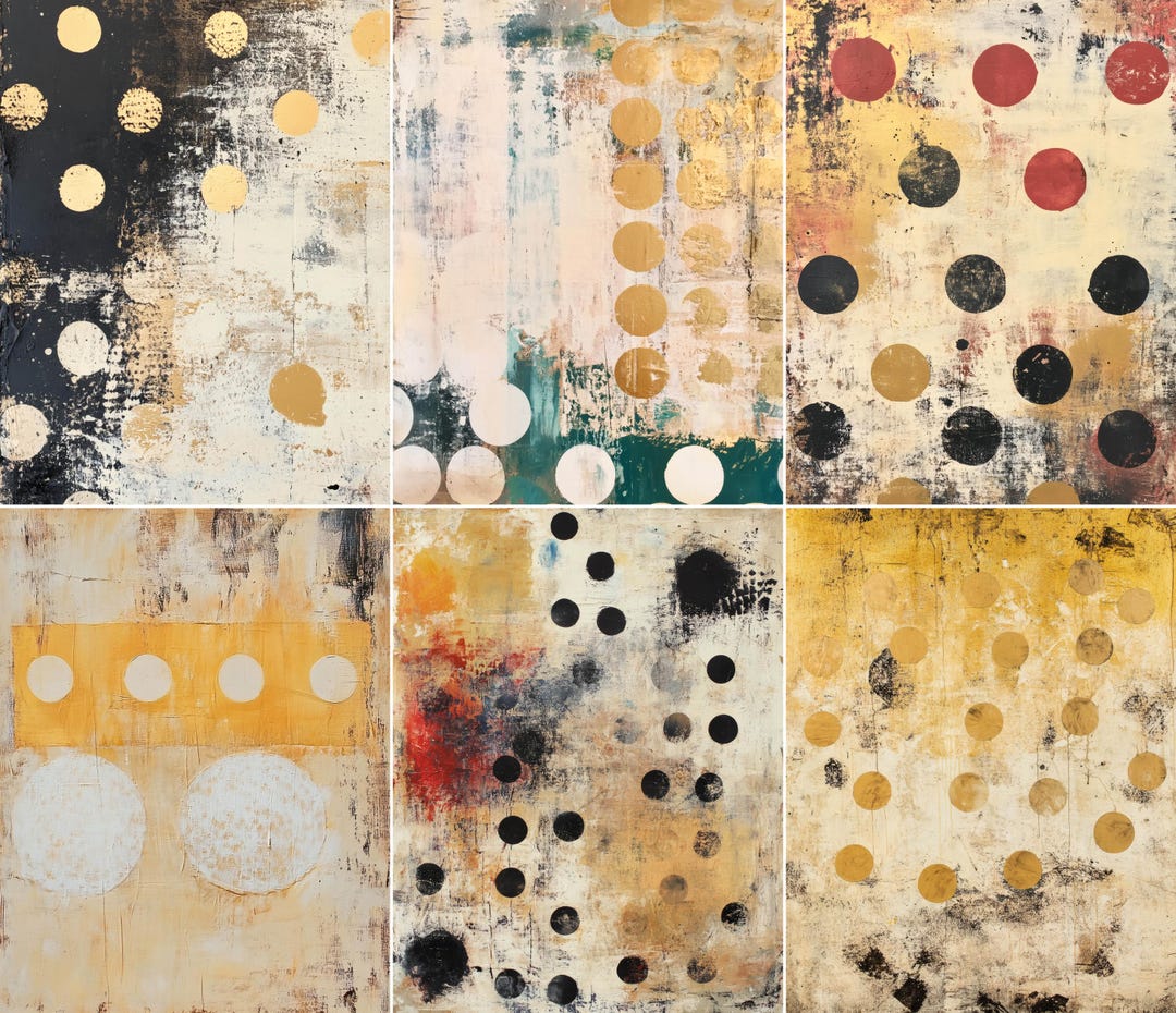 52 Golden Cream Polka Dot Pages, Distressed Polka Dot Junk Journal ...