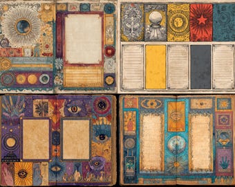 Divination Junk Journal Kit, 42 Printable Pages, Tarot Mystic Scrapbook Paper, Celestial Witchcraft Ephemera