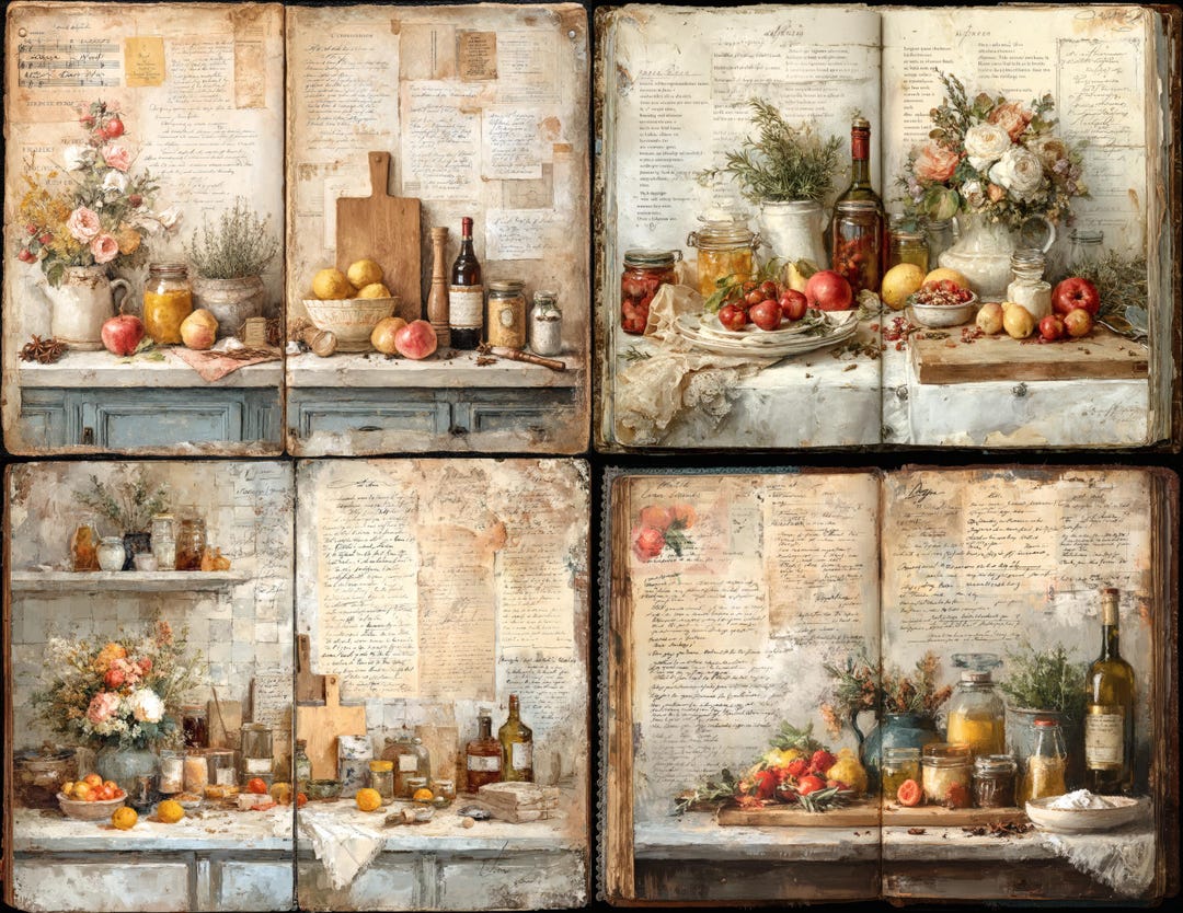 Vintage Kitchen Junk Journal Kit, 36 Cozy Baking Printable Pages ...