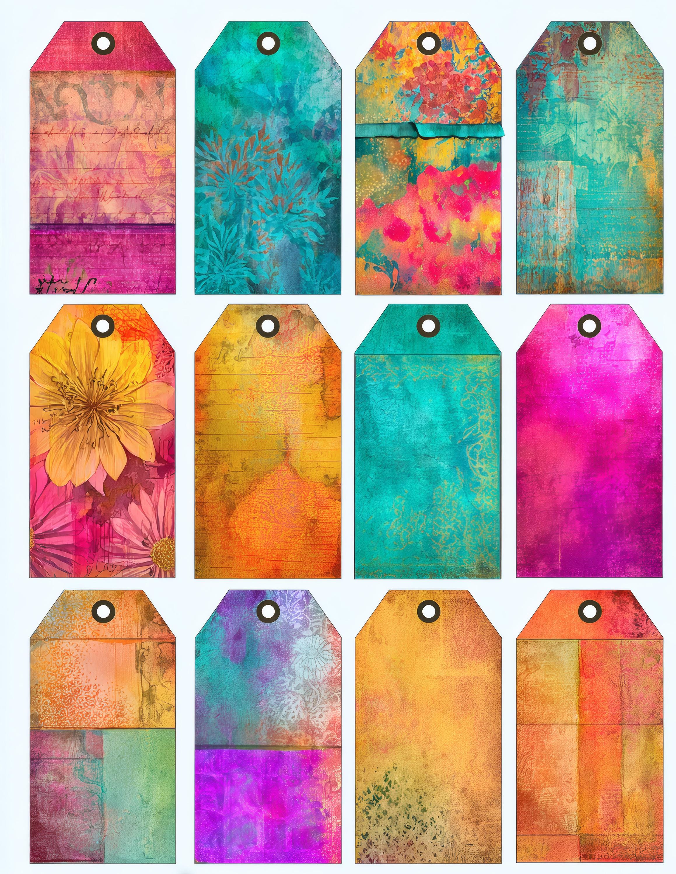 200+ Mixed Media Tags & Labels Printable, Boho Junk Journal Supplies ...