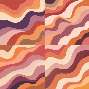 Formas onduladas abstractas SVG, patrón de curva retro SVG, fondo bohemio SVG, estética de los años 70 SVG, arte vectorial orgánico, diseño de bloque de color moderno SVG