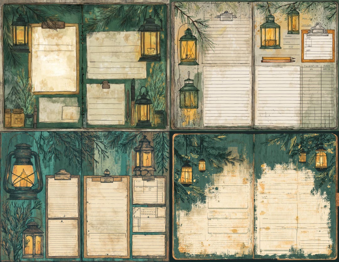 Logbook Junk Journal Kit, 40 Lodge Pages, Cozy Cabin Vintage Printable ...