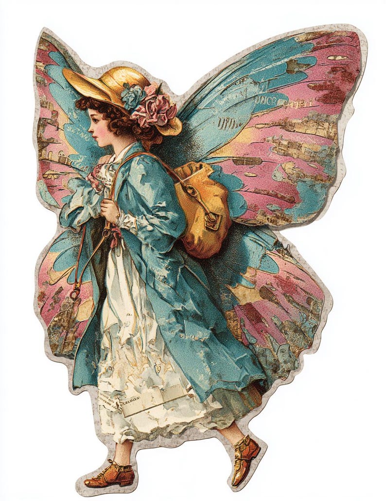 Butterfly Girl Fussy Cuts for Art Journals, Vintage Surreal Ephemera ...
