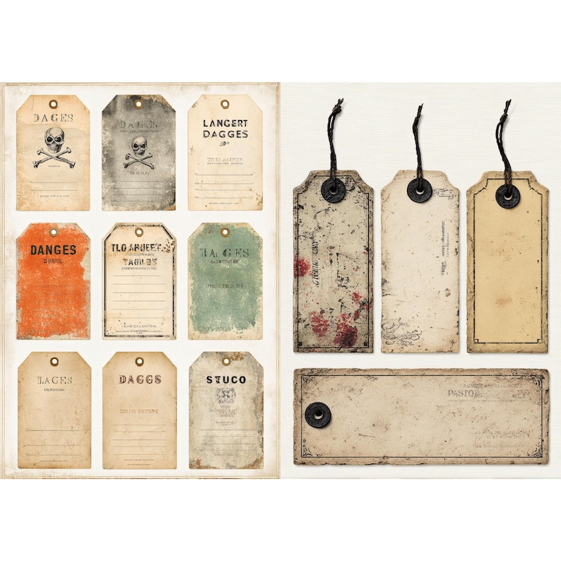 Danger Industrial Grunge Labels and Tags, Warning Style Ephemera ...