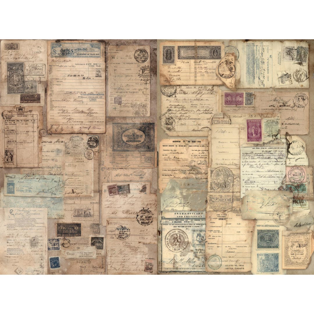 Vintage Ephemera Collage Sheet Printable With Antique Receipts Stamps ...