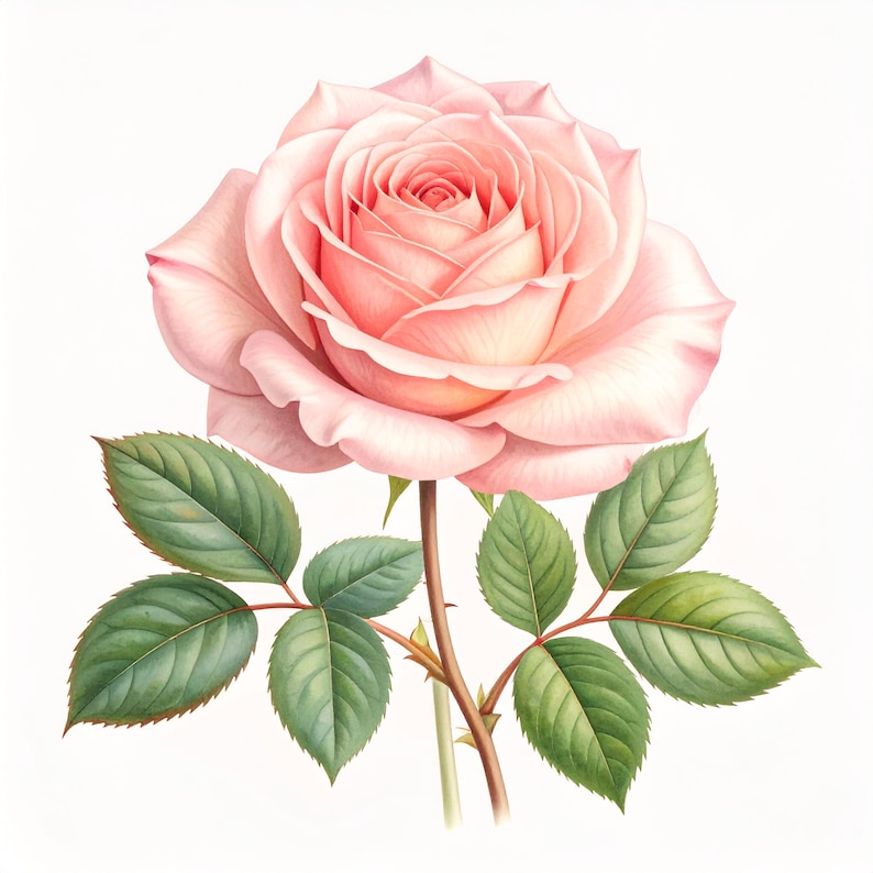 Pink Roses Prinatable 12 Pink Rose Botanical Flower Printable, Romantic Rose Clipart for ...