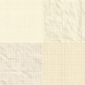 May include: A collage of four sections of graph paper. The paper has a cream color with a grid pattern of thin, light brown lines. Two sections are smooth, while the other two show a crumpled texture.