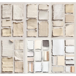 Torn Paper Set, Vintage Paper Scraps, Junk Journal Ephemera, Ripped Edge Collage Elements, Printable Pastel Paper Pieces, Digital Download