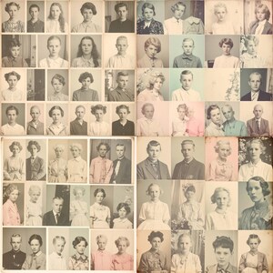 Vintage portrait collage sheet bundle for junk journal paper crafts antique photography ephemera printable scrapbook supply pack