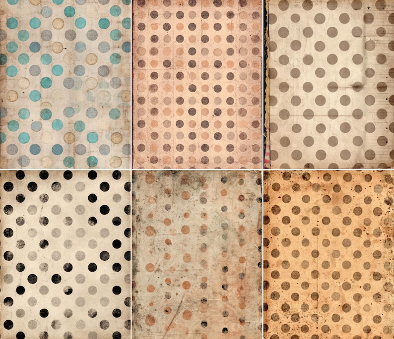 60 Pages Vintage Polka Dot Paper Pack, Junk Journal Kit Printable ...