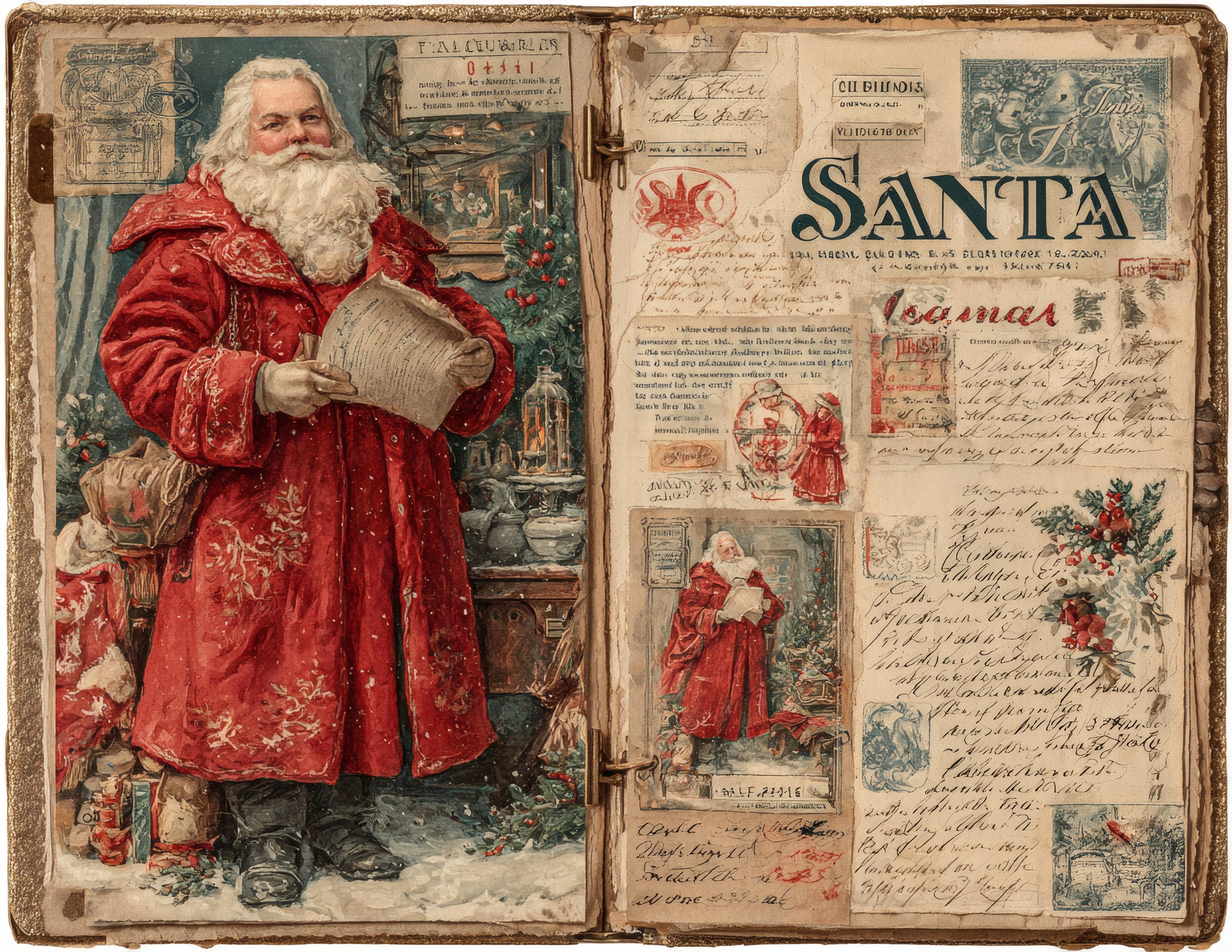 Vintage Christmas Junk Journal Kit, 32 Santa Claus Ephemera Pages ...