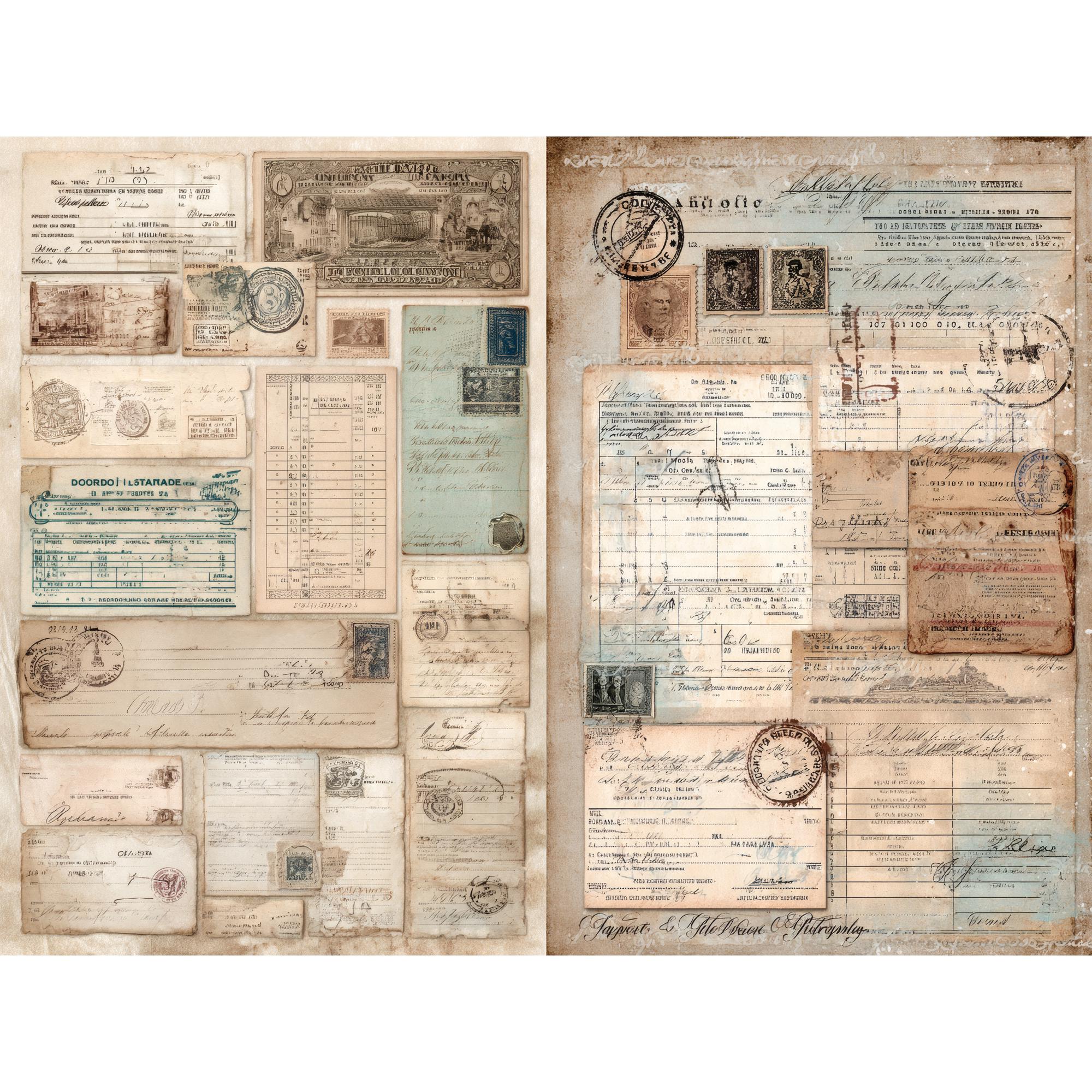 Vintage Ephemera Collage Sheet Printable With Antique Receipts Stamps ...