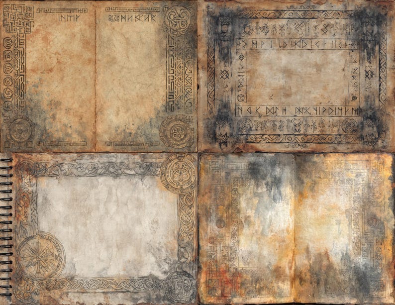 Runic Divination Junk Journal Kit, 38 Pages, Norse Rune Scrapbook Paper ...
