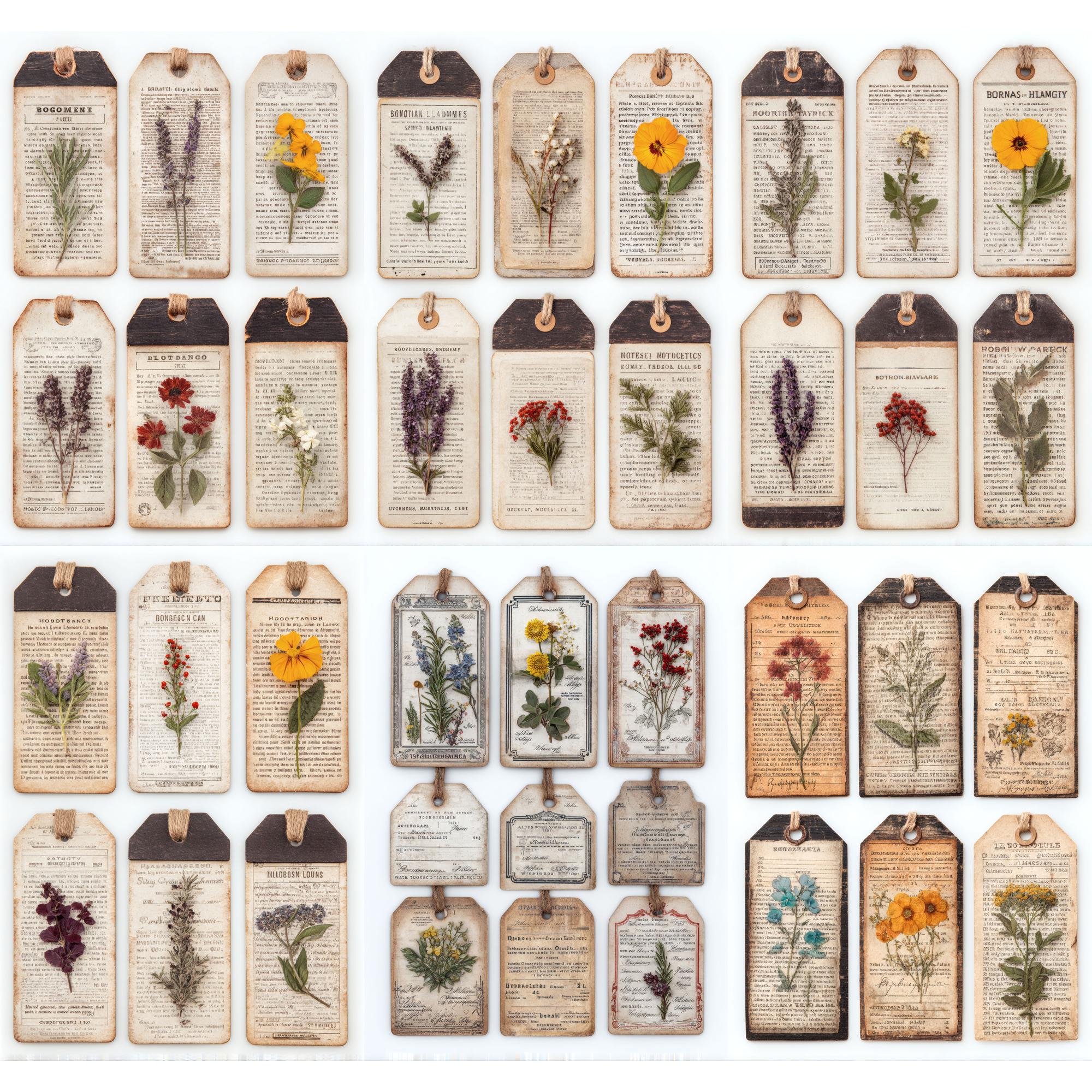 Pocket Labels Sample Botanical Pocket Labels and Tags Printable, Floral Journal Pockets ...