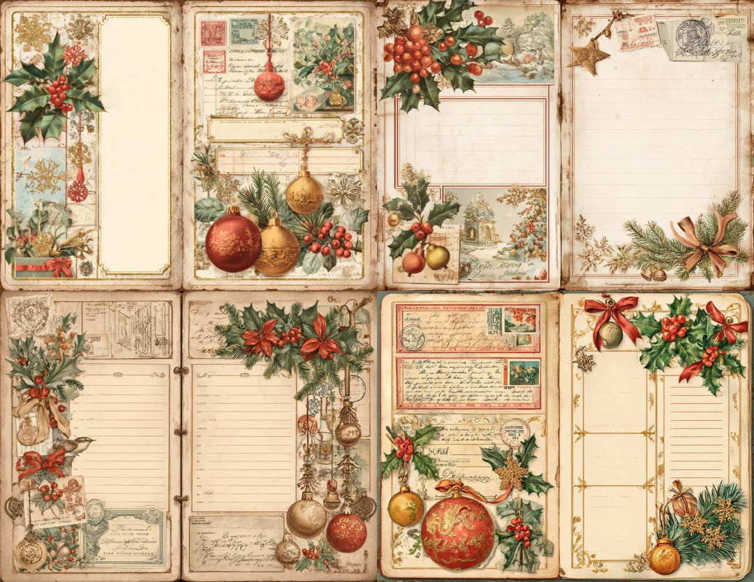 Christmas Junk Journal Kit, 40 Vintage Holiday Diary Printable Page ...