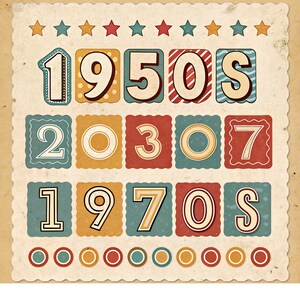 Retro Number Ephemera Printable | Vintage Bold Numbers Collage Sheets ...