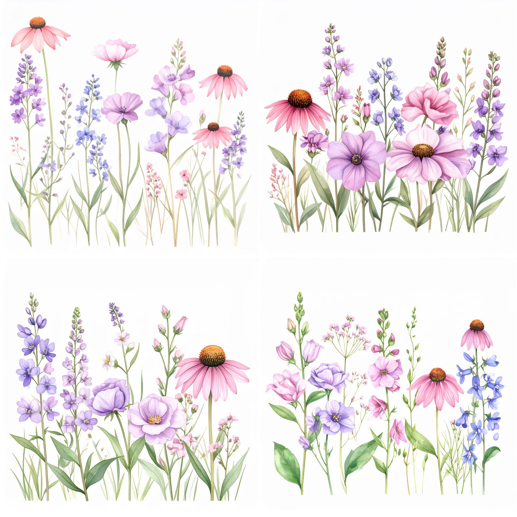 12 Boho Wildflower Watercolor Print Set Soft Meadow Floral Art for ...