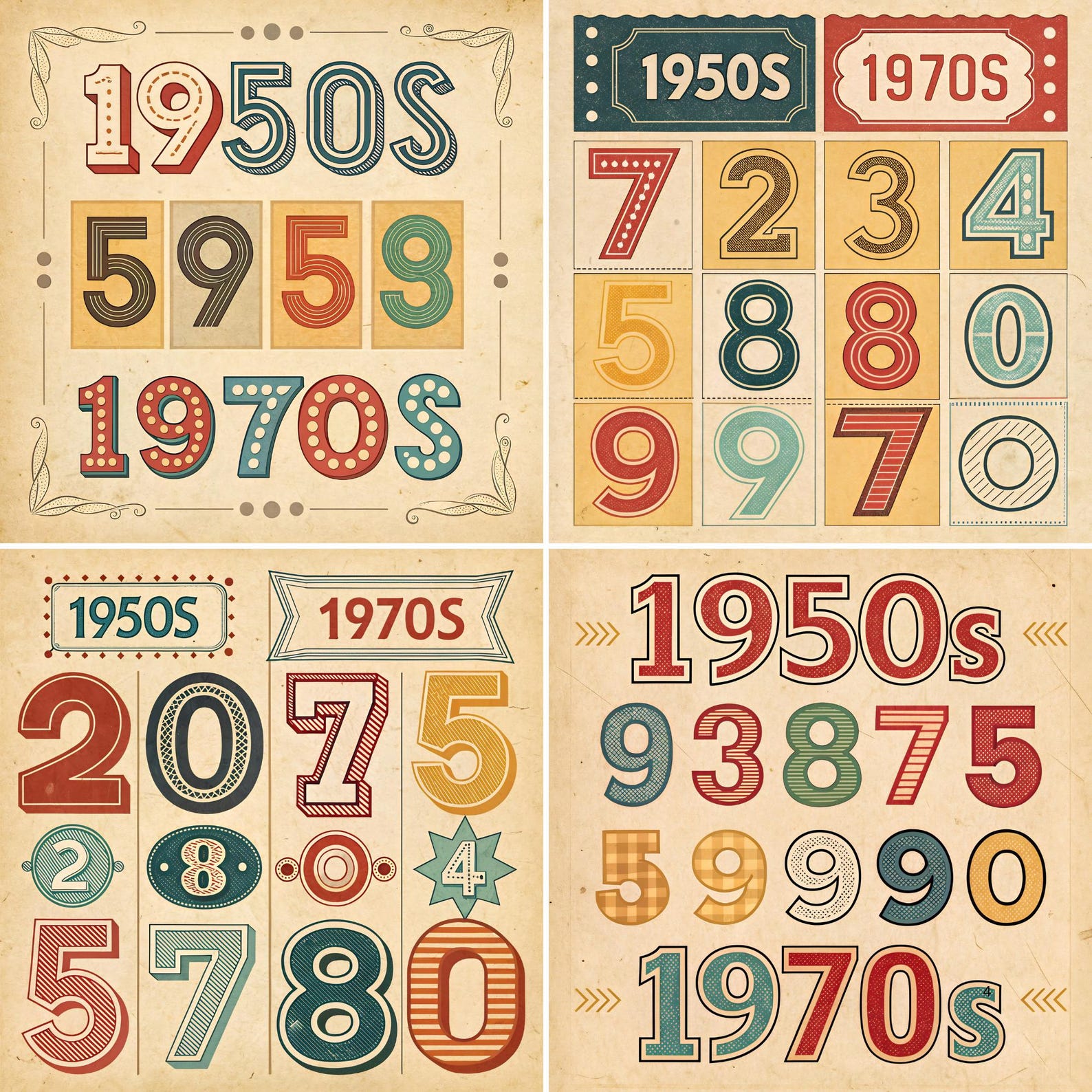 Retro Number Ephemera Printable | Vintage Bold Numbers Collage Sheets ...