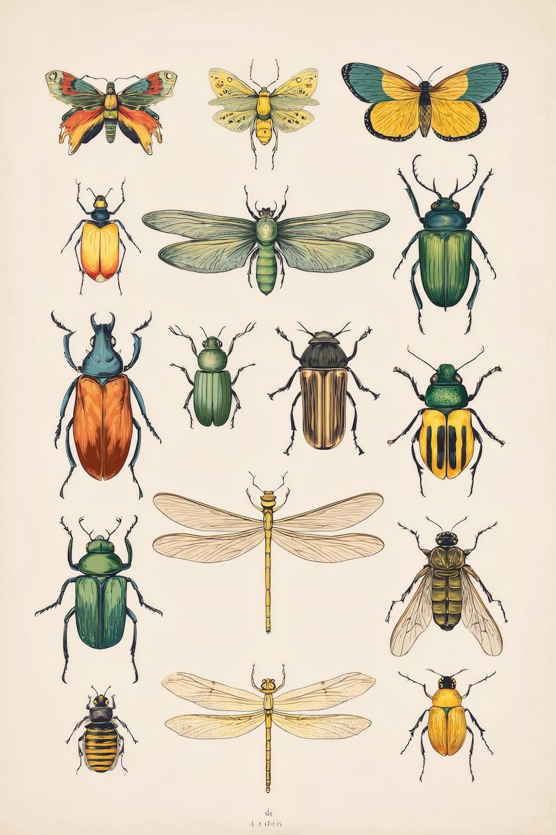 Vintage Insect Collage Sheet Printable Ephemera With Beetles Moths Bees ...
