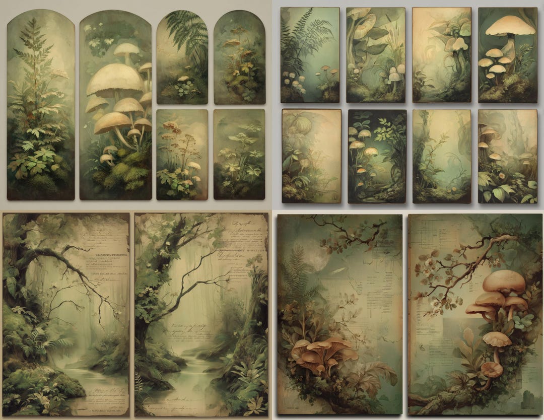 Enchanted Forest Junk Journal Kit, Woodland Pages Tags and Labels, Old ...