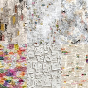 52 Newspaper Text Pages, Vintage Word Collage Sheets, Typography Journal Pages, Cutout Paper Style, Scrapbook Layout Set, Digital Download