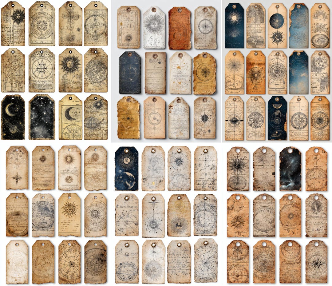 200+ Celestial Astrology Tags Printable, Zodiac Junk Journal Supplies ...