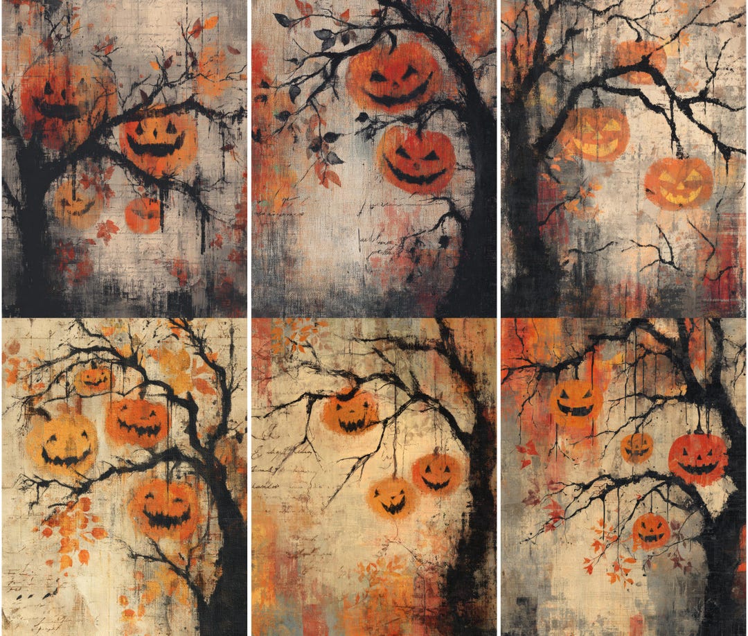 Shabby Chic Halloween Junk Journal Pages, Vintage Pumpkin Scrapbook ...