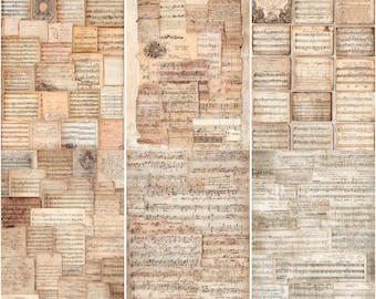music ephemera for junk journals, printable song cards and sheet music, antique paper collage, scrapbook craft supplies, ephemera Pages